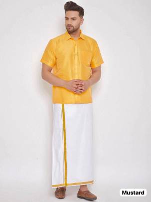 Ready Silk shirt with dhoti for men's 