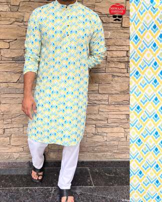 SPECTACULAR TRADITIONAL PRINTED KURTA PYJAMA FOR MEN