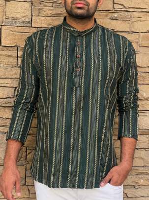 SPLENDID MINT PURE KHADI SHORT KURTA FOR MEN