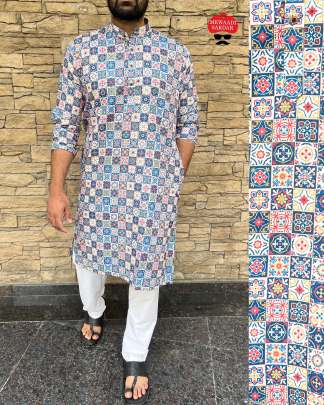 STUNNING TRADITIONAL PRINTED KURTA PYJAMA FOR MEN