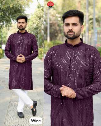 Sequin Work Party Wear Men Kurta 