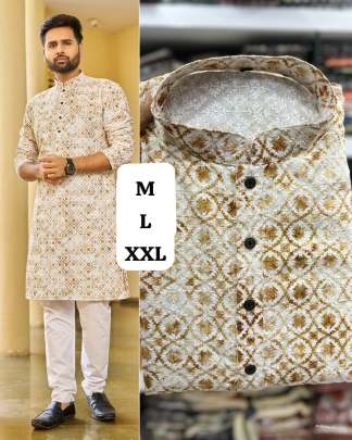 Shaded printed lucknowi kurtas for men