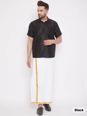 Silk shirt with dhoti for men's 