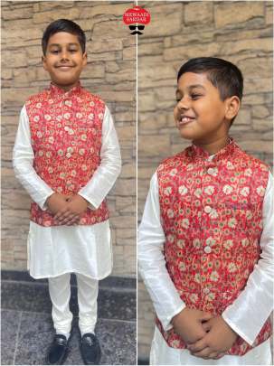 THRILLING SOFT SILK KIDS KURTA PYJAMA WITH KOTI