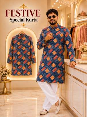 Traditional printed kurta for men