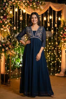Trendy ready to wear gown with embroidery 