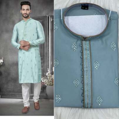 UTSAV 2.0 - MEN'S HEAVY  COTTON SILK EMBROIDERED FESTIVAL WEAR KURTA PAJAMA SET