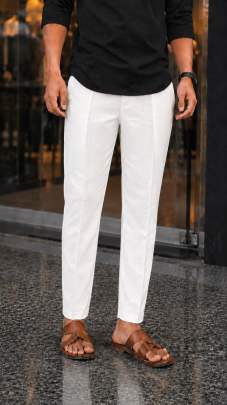 White Casual Wear Men's Polo Pant Manufacturer and Wholesaler Surat