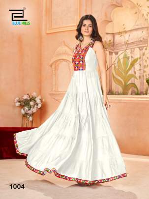 White navratri ghamti work gown