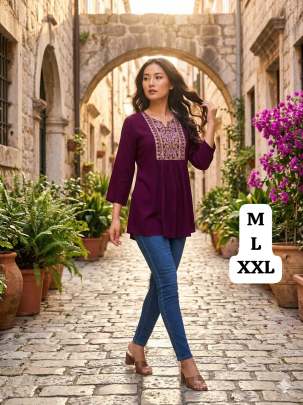 Wholesaler of Embroidery work short tops  