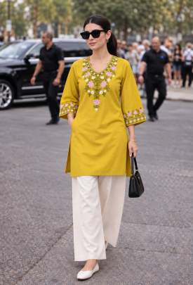 Yellow color rayon kurti manufacturer