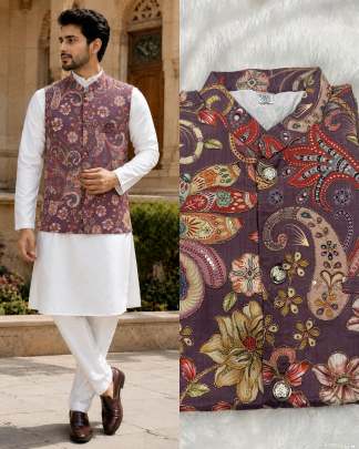 mens traditional outfit, ethnic wear collection, mens kurta set, designer kurta koti, malai satin kurta