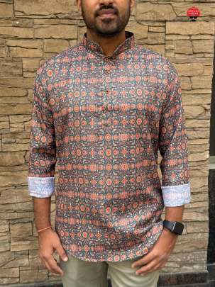 printed short kurta full sleeves 