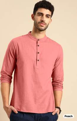 regular wear linen short kurta for men