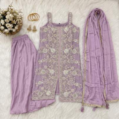 trending Purple sharara suit, heavy festive wear suit