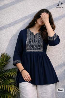 trendy embroidered tunic pairs perfectly with jeans, trousers, leggings, and pants